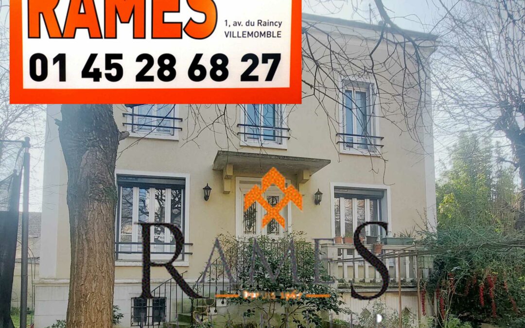 VILLEMOMBLE – Eglise – Maison de Maître – 7 pièces – 5 chambres – garage – jardin – 649 000 €