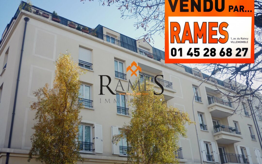 VILLEMOMBLE – Centre ville – 2 pièces de 46 m² – Terrasse de 14 m² – parking – 190 000 €