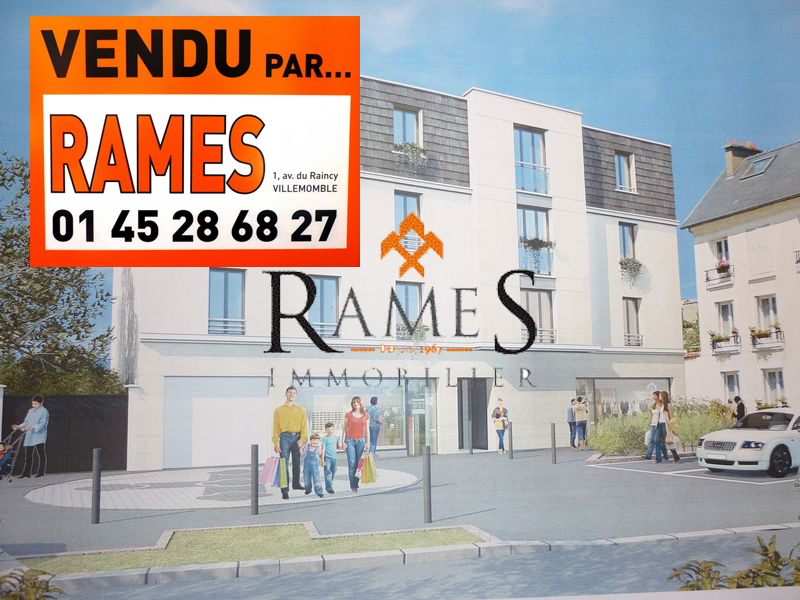 VILLEMOMBLE – Centre ville – 2 pièces de 29.10 m² – Terrasse donnant sur Jardin – cave – 159 000 €